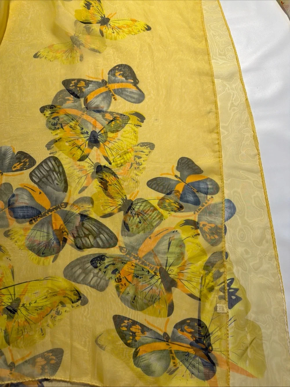 Vintage Lot of 3 Butterfly & Bugs Print Scarves Silk & Polyester 1 New